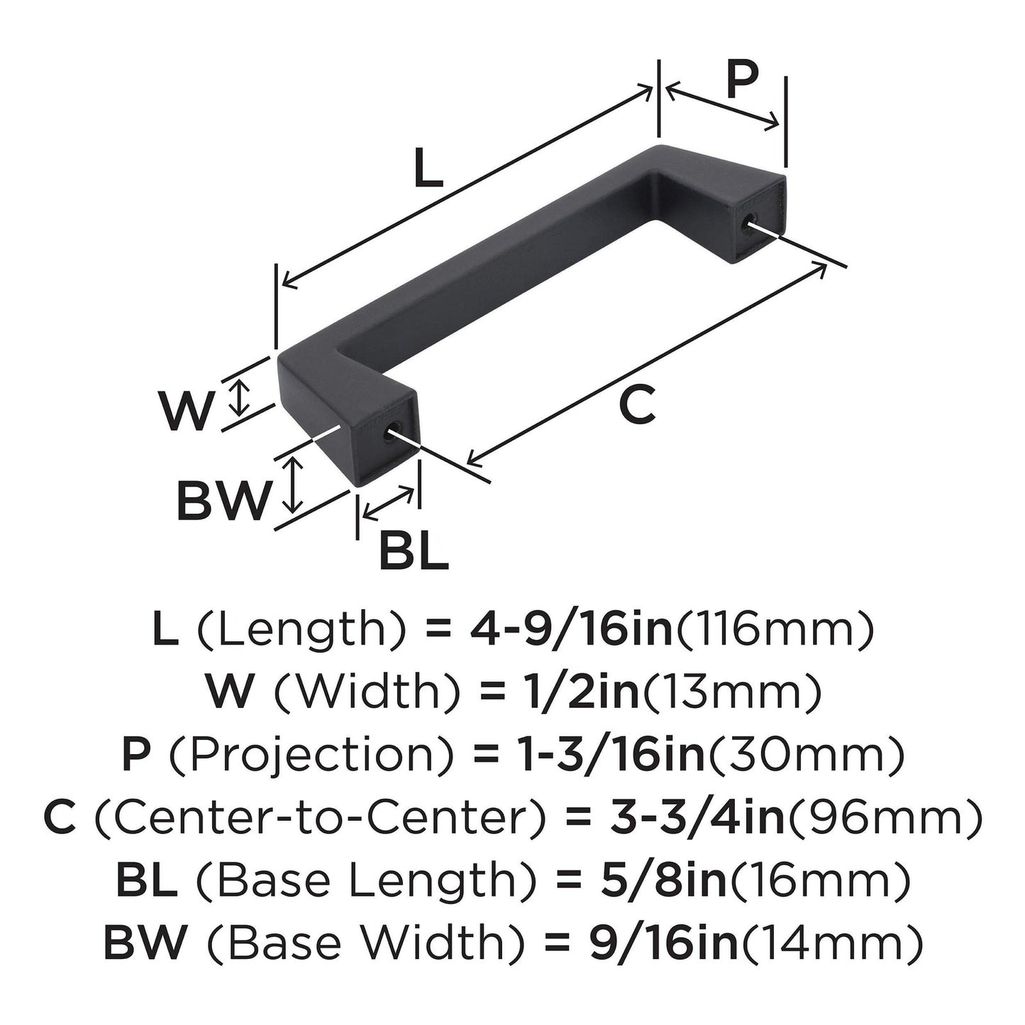 Amerock BP55276BBR Blackrock Cabinet Pull Black Bronze 3-3/4" Center to Center