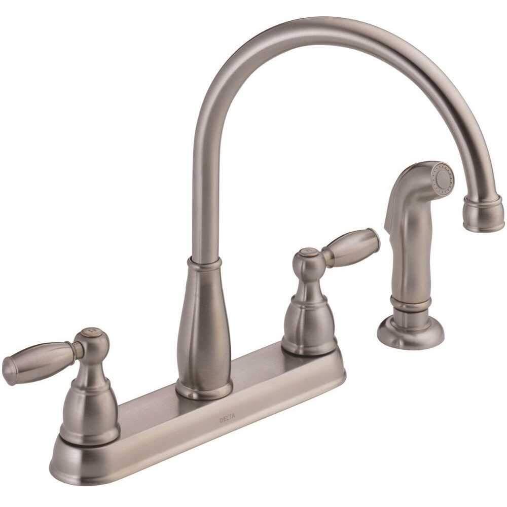 Delta D 21988LFSS S/SPRAY KTCH FCT Polished Deck Mount Faucet