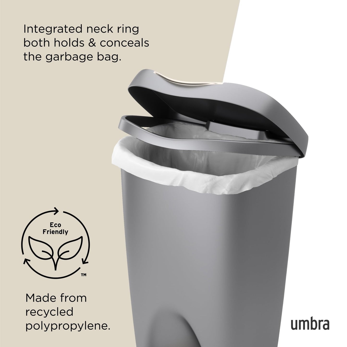 Umbra Brim 084200-410 13 Gal Trash Can Stainless Steel Foot Pedal Silver/Nickel