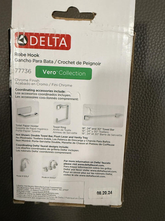Delta Faucet 77736 Vero Towel Hook, 2.30 x 4.00 x 1.70 Inches-Chrome