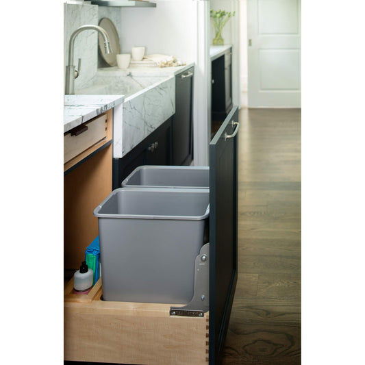 Rev-A-Shelf Rev A Shelf 4WC-24DM2SC Heavy Duty Double 30 Quart Mounted Pullout Container Bin - view 2