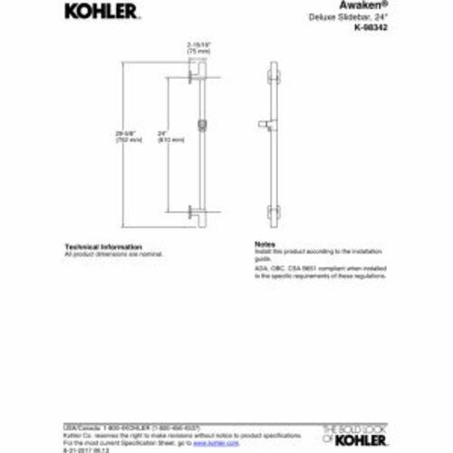KOHLER Awaken Deluxe 24-Inch Slidebar, Polished Chrome