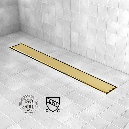 AGLSD-T-36IN Linear Shower Drain, 36" Gold Drain Tile Insert 2-in-1 Shower Drain