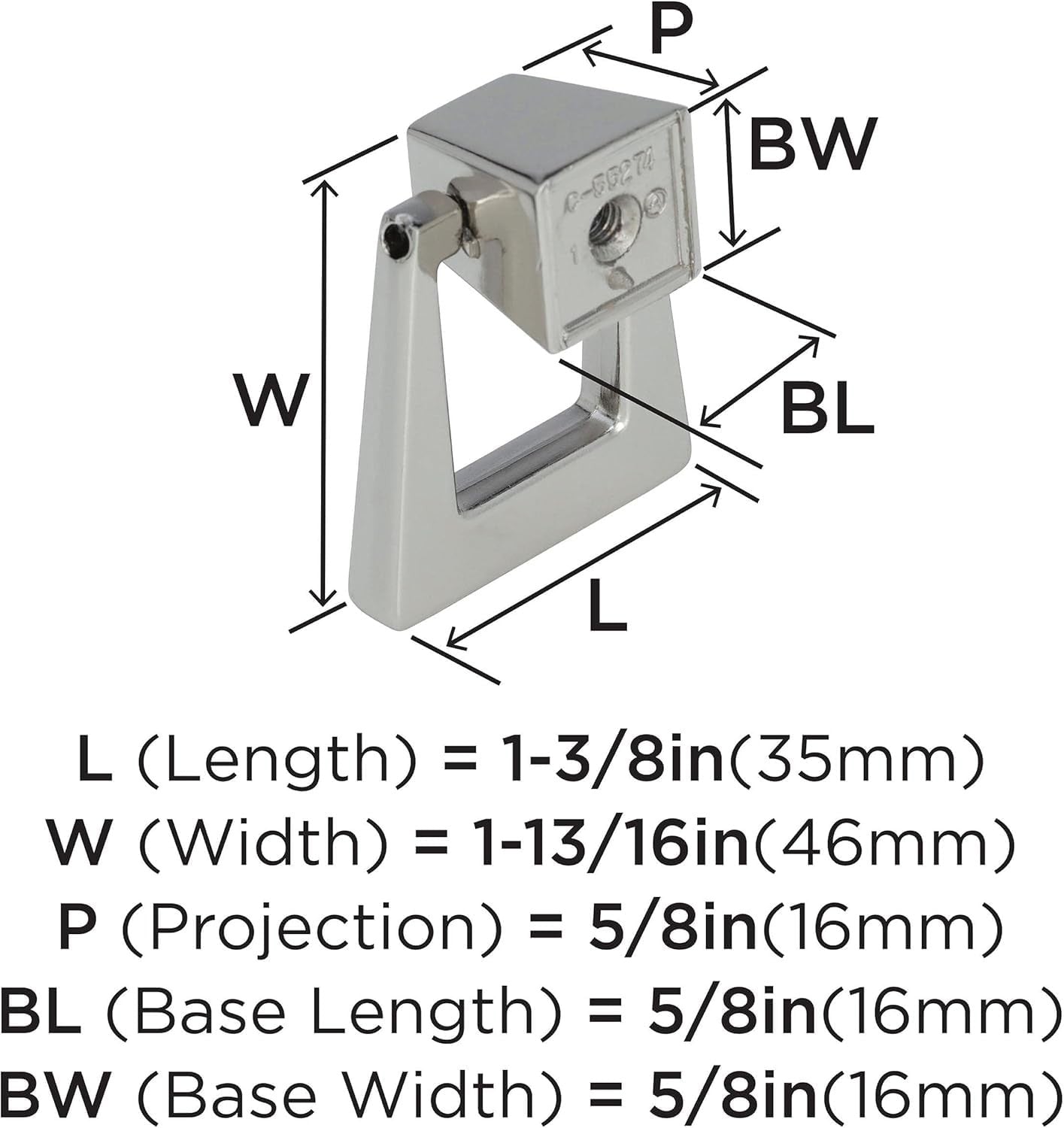 Amerock BP55274PN Blackrock Cabinet Pendant Polished Nickel 1-13/16" Length