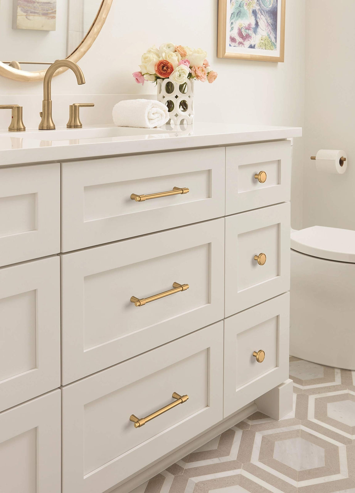 Amerock | Cabinet Pull | Champagne Bronze | 5-1/16 inch Center-to-Center