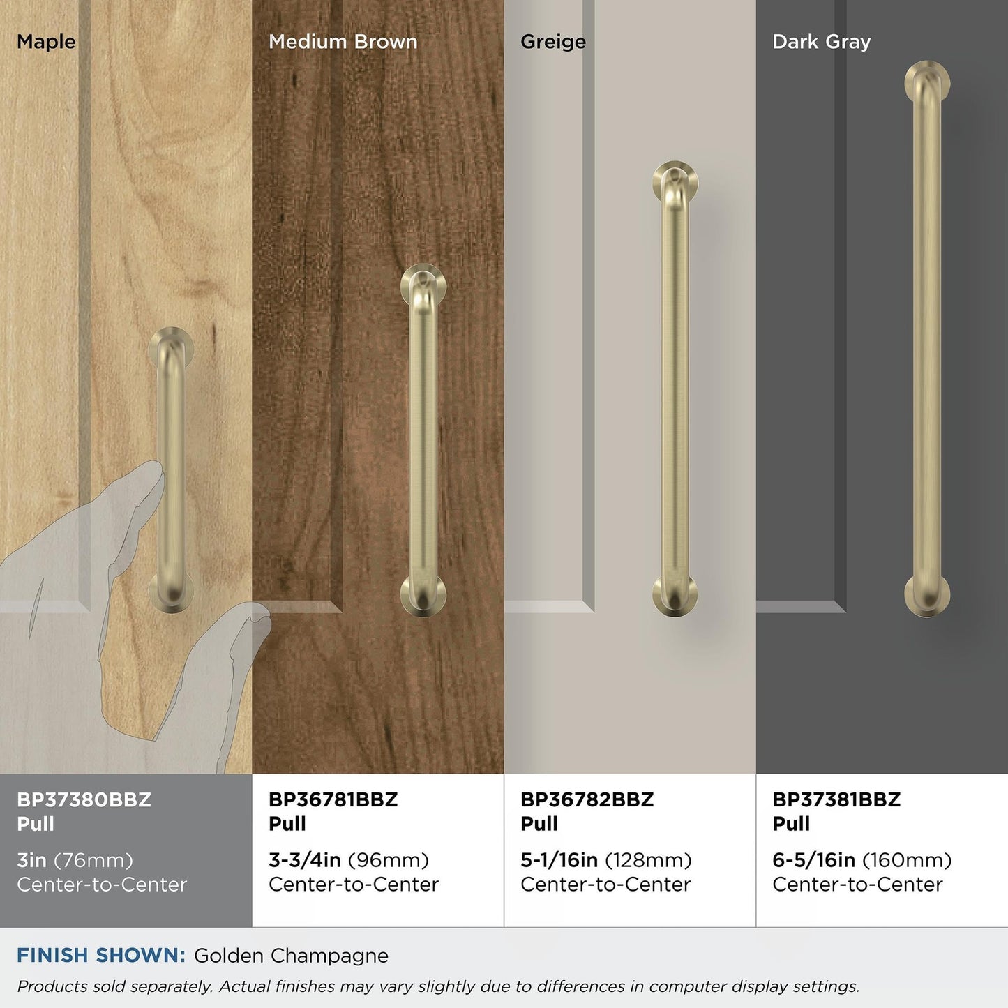 Amerock BP37380BBZ Factor Golden Champagne Cabinet Pull 3" C2C Cabinet Pull