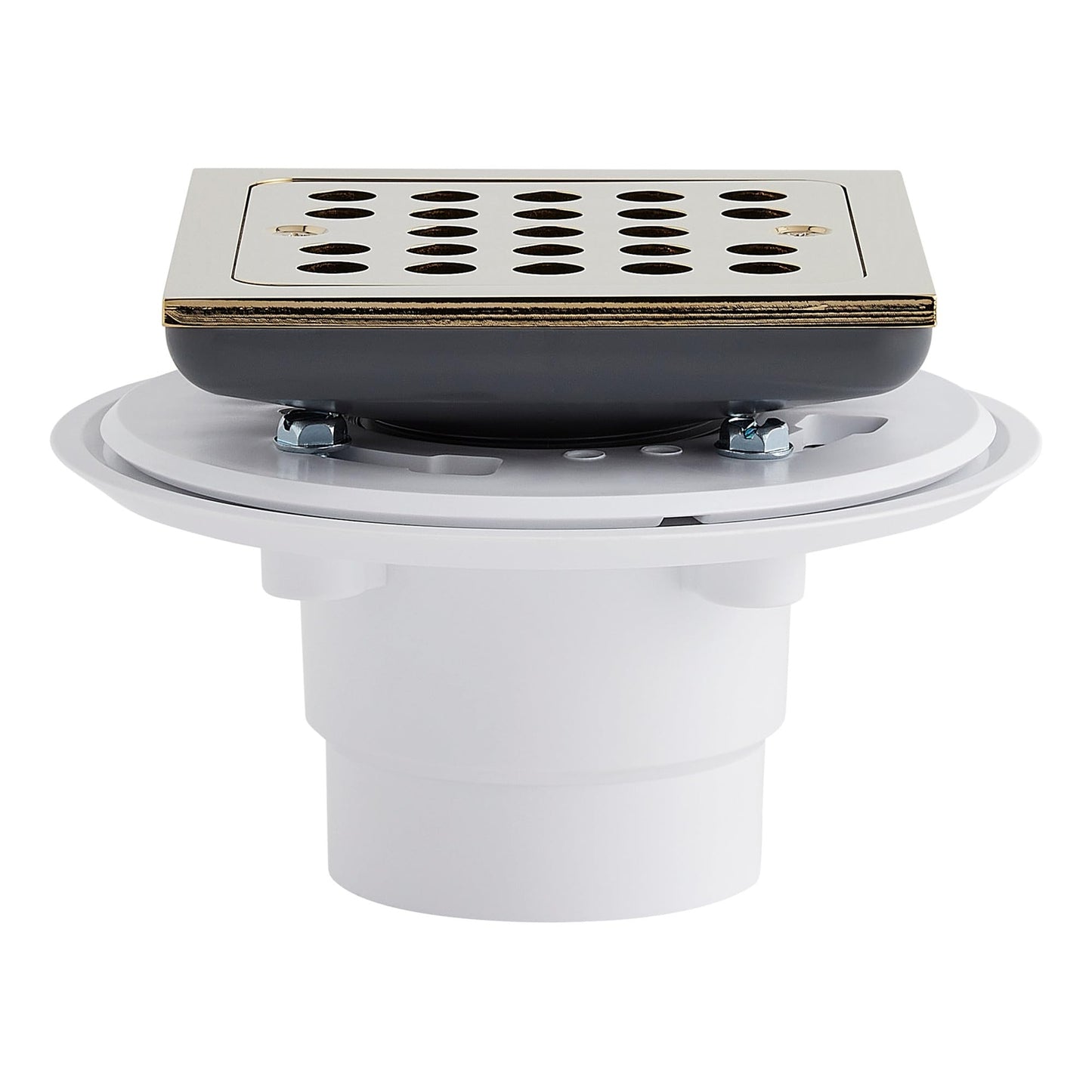 Signature Hardware 948036 Menlo Square Shower Drain with Flange - Aged Brass