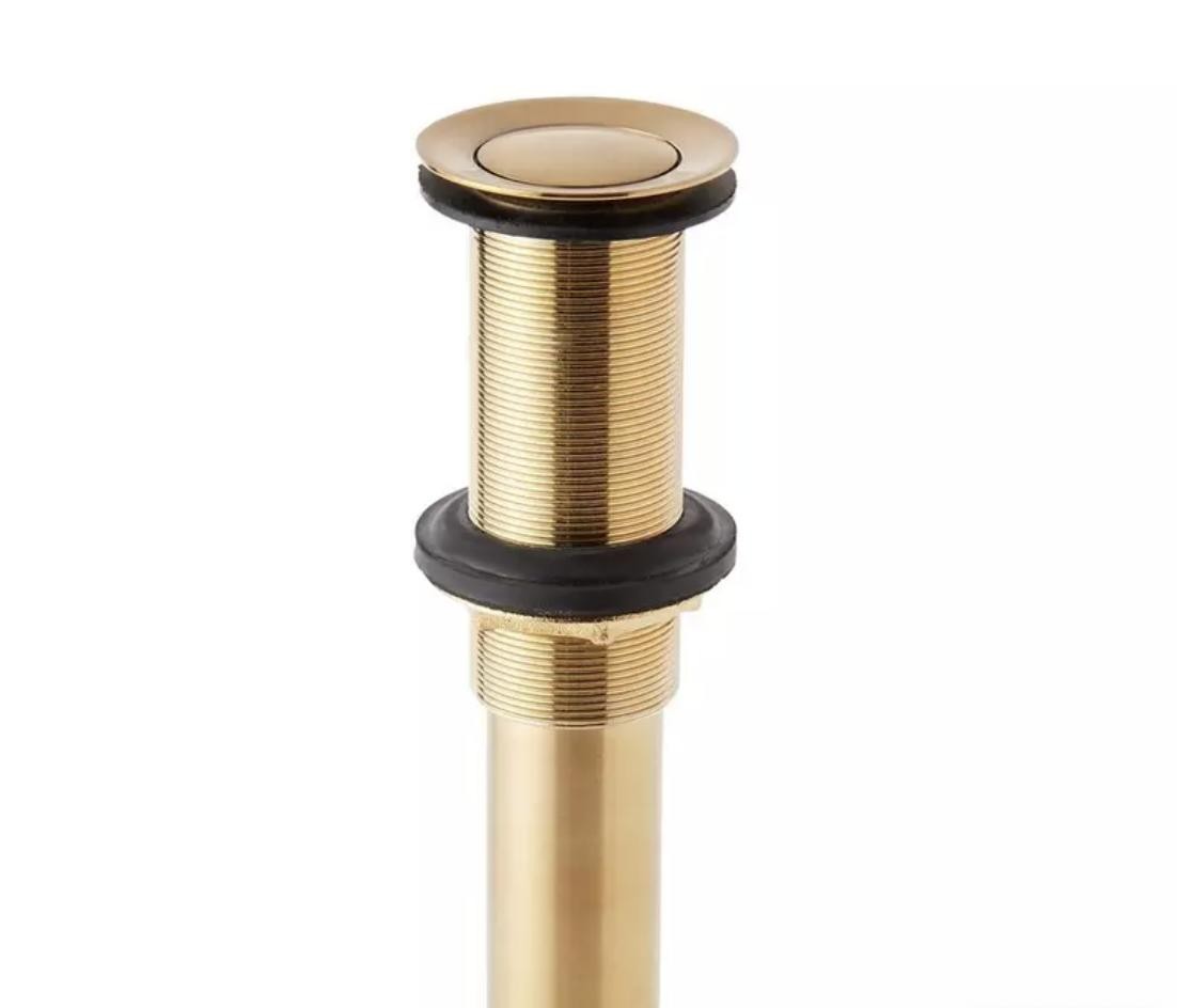Signature Hardware Press Type Pop-Up Bathroom Drain - No Overflow - Brushed Gold
