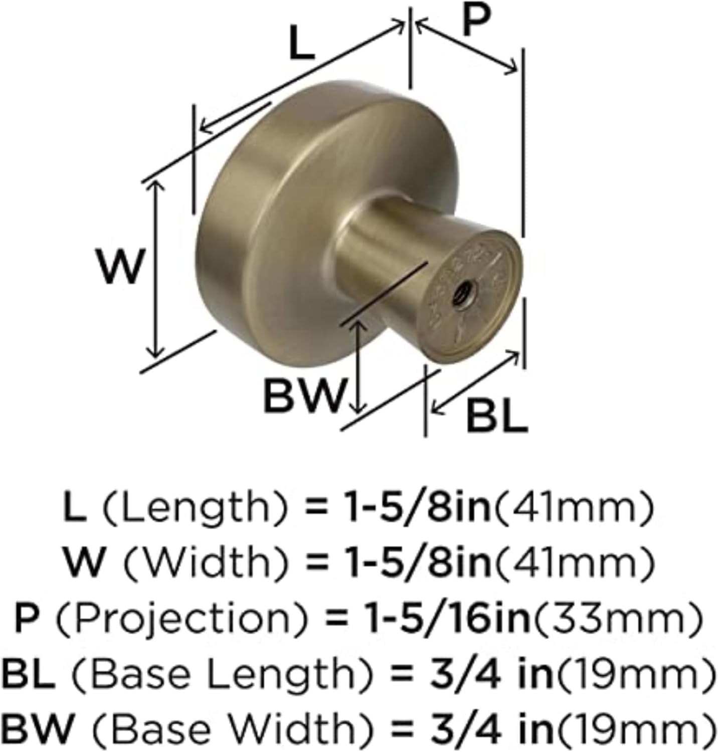 Amerock BP55272BBZ Blackrock Cabinet Knob Golden Champagne 1-5/8" Diameter