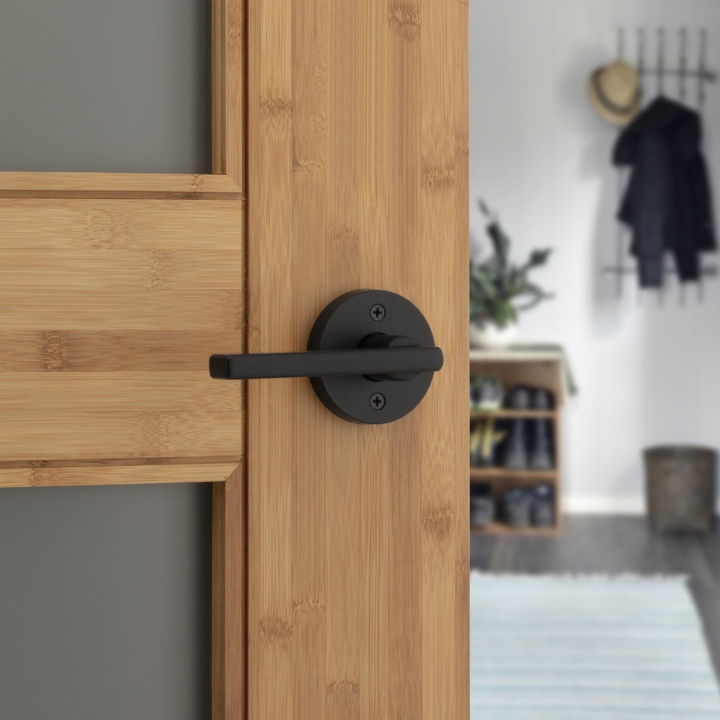 Kwikset 720HFLRDT-514 Halifax Interior Passage Door Knob Non-Locking Matte Black