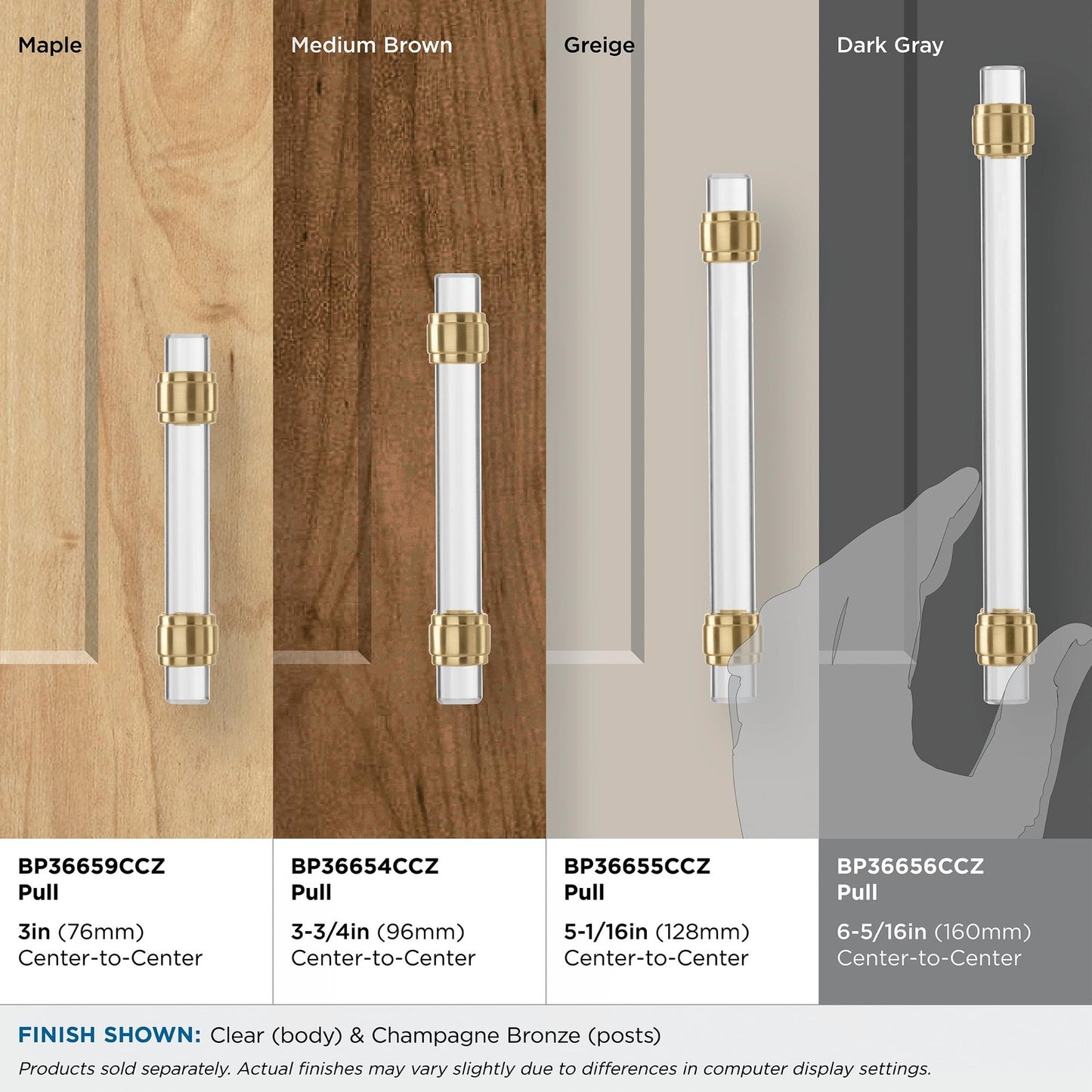 Amerock Cabinet Pull Clear/Champagne Bronze 6-5/16 inch Glacio 1 Pack