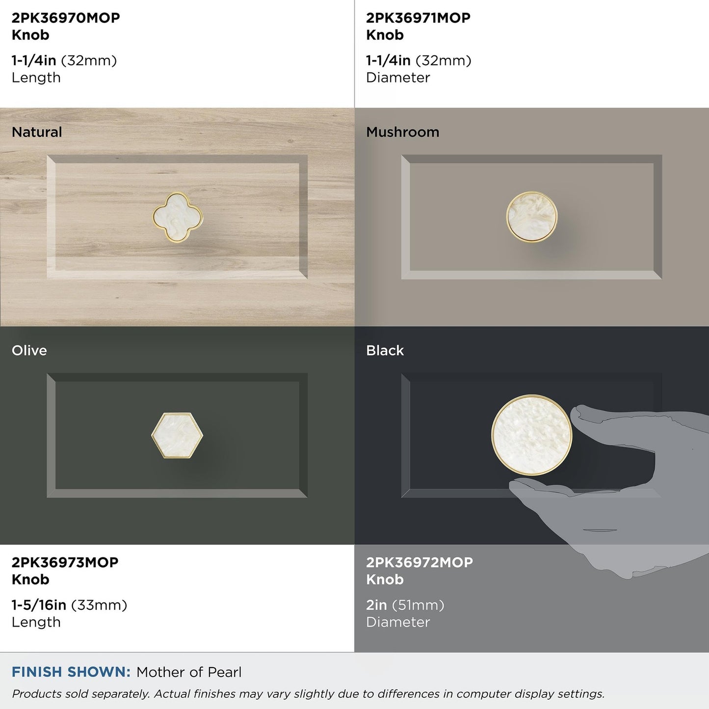 Amerock 2PK36972MOP Accents Round Cabinet Knob Gold/Mother of Pearl