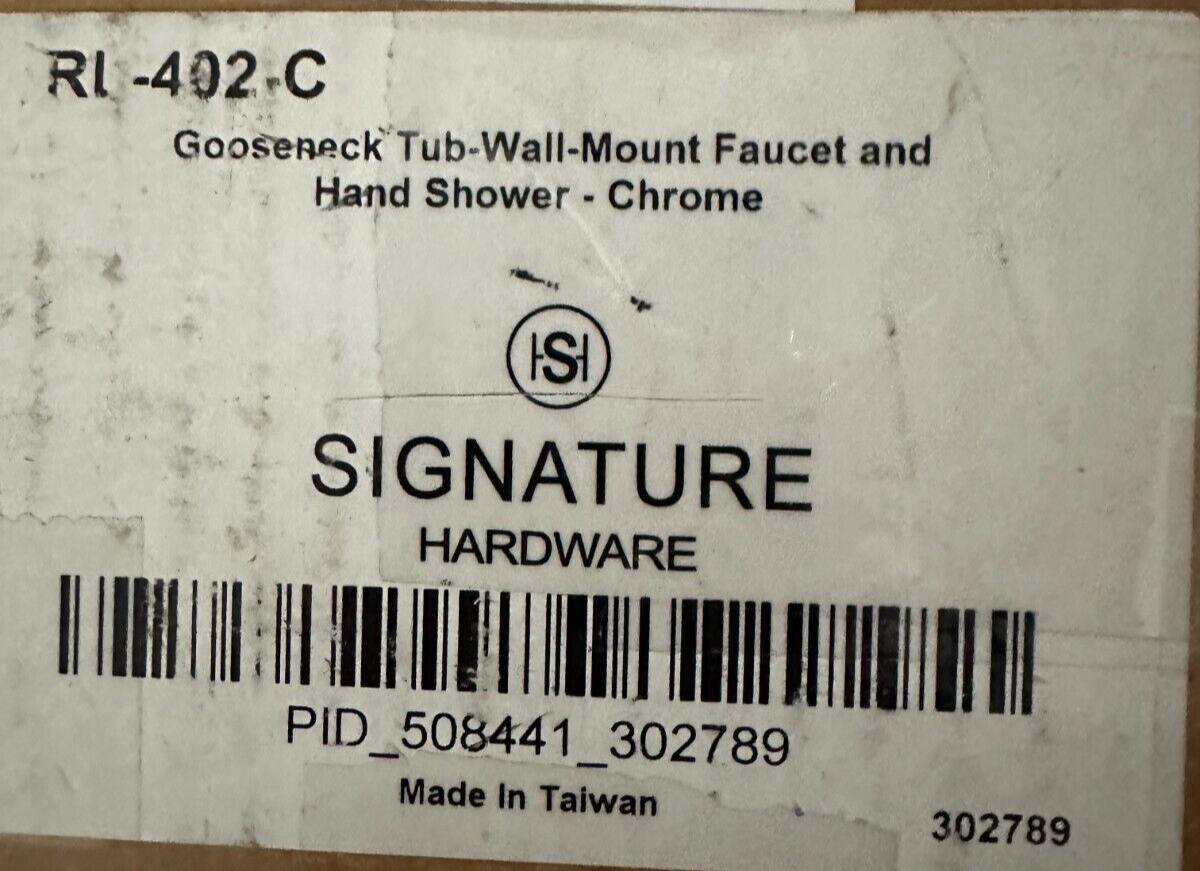 Signature Hardware - Gooseneck Tub-Wall-Mount Faucet & Hand Shower - Chrome