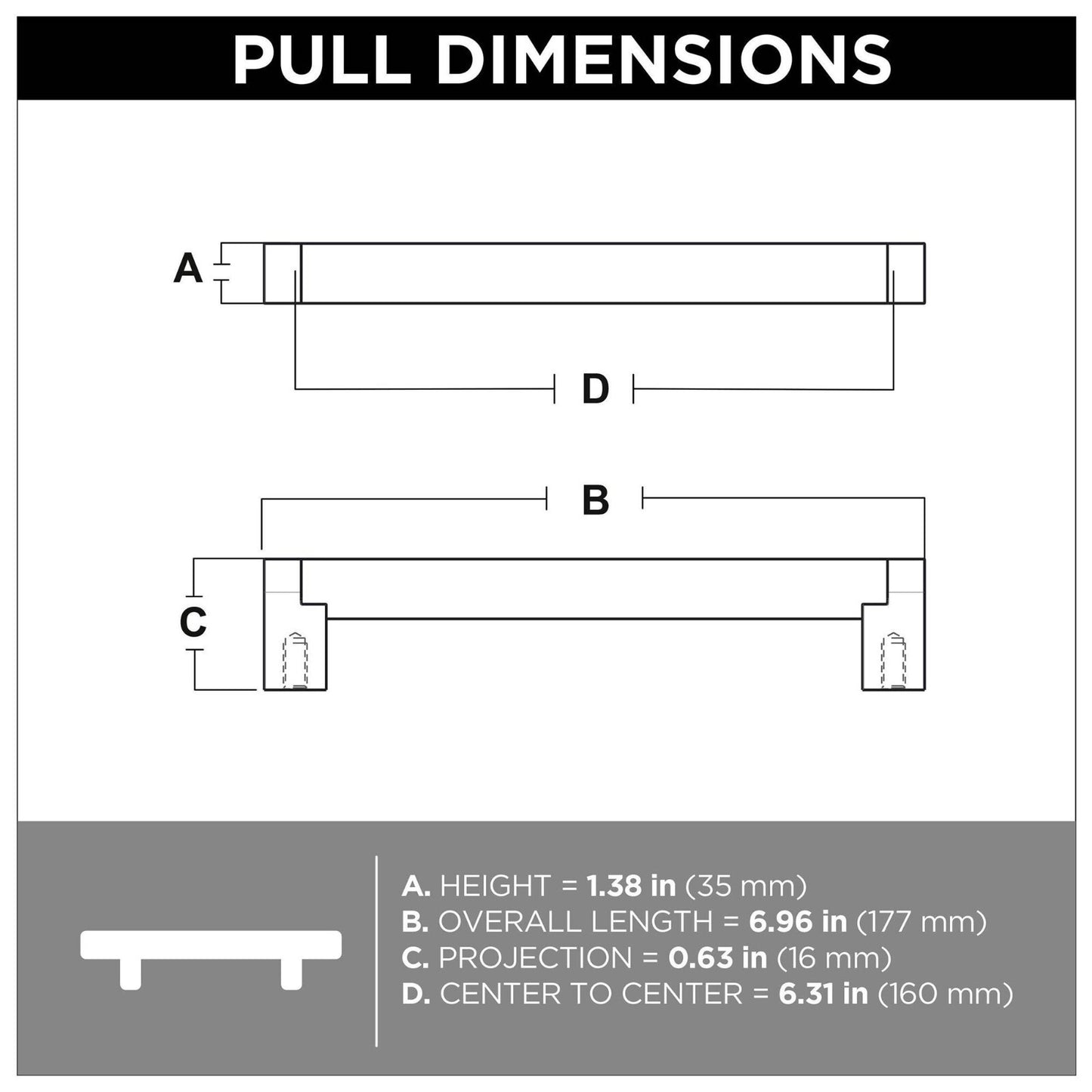 Liberty Hardware P28922-SS-C Stratford 6-5/16 (160mm) Stainless Steel Bar Pull