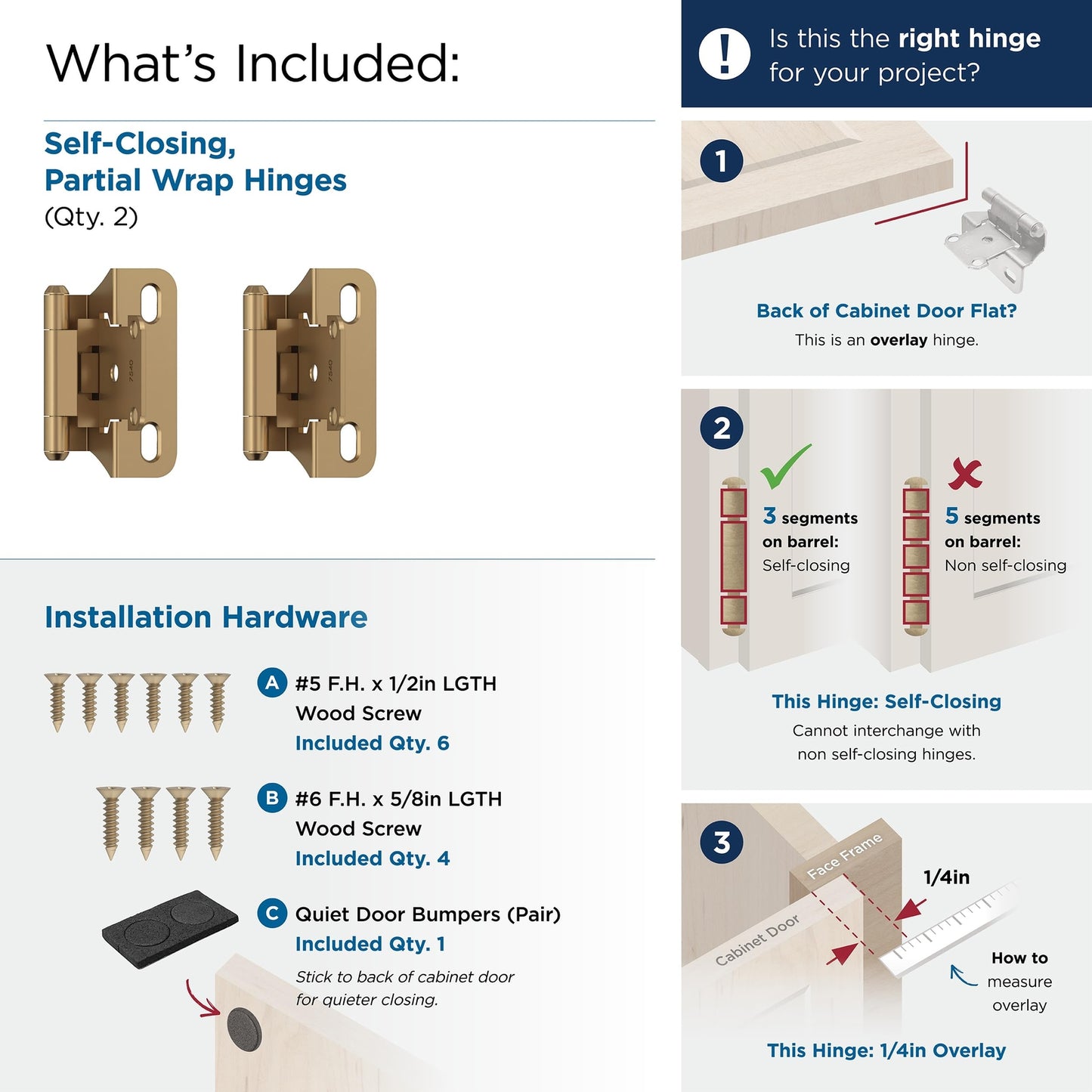 Amerock BPR7566CZ Cabinet Hinge 1/4 in Champagne Bronze 2 Pack