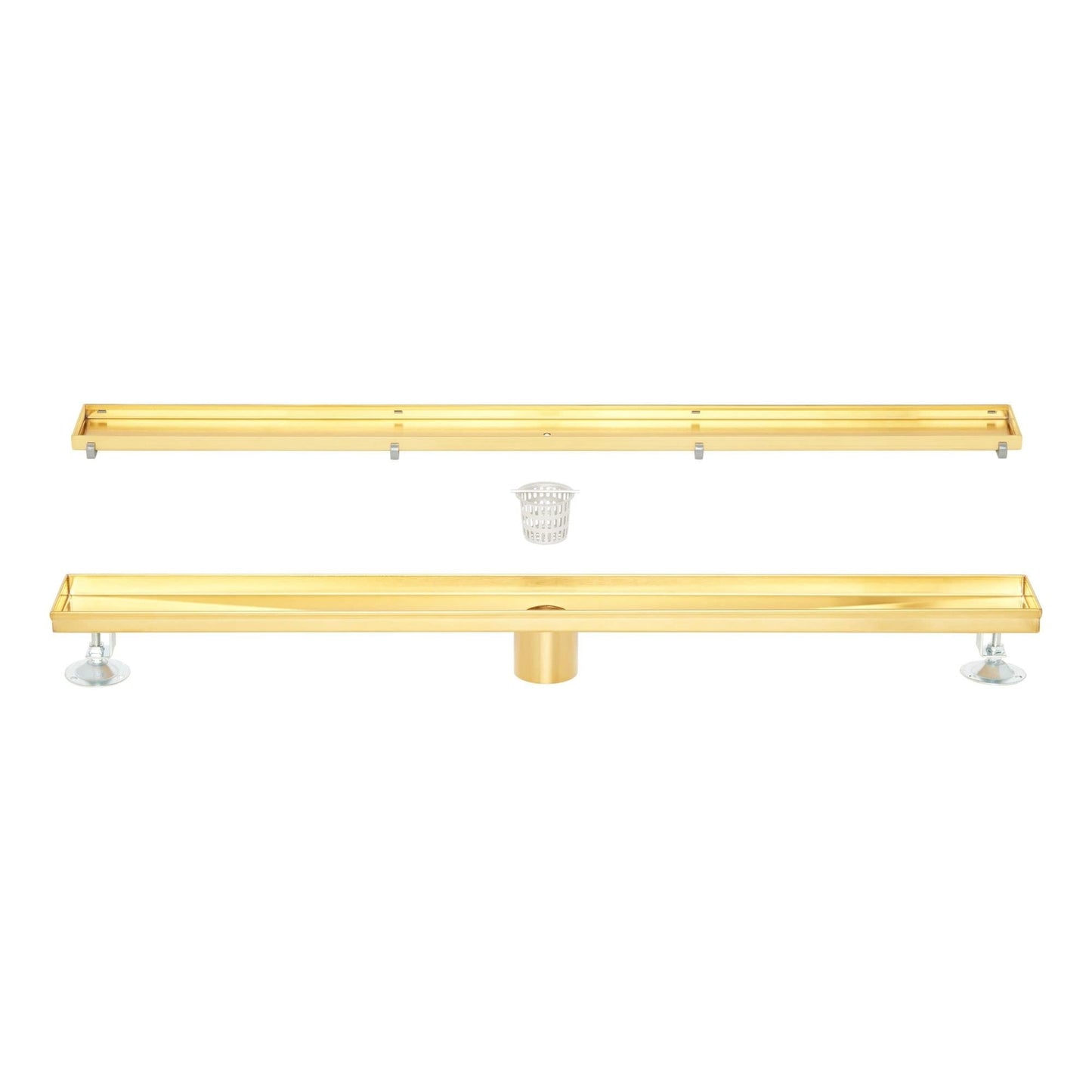 SH 482708 Cohen 40" Tile Insert Shower Drain with Flange - Brushed Gold