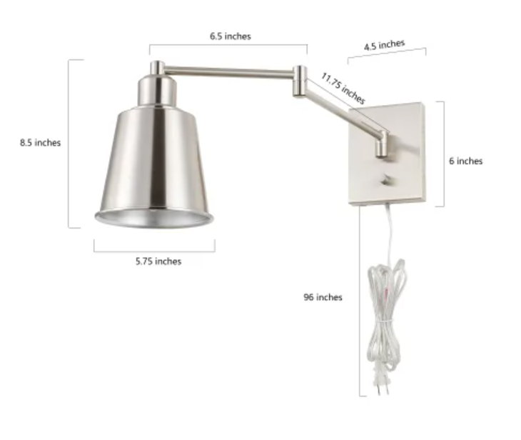 JONATHAN Y Lighting JYL7576 Cary 9" Tall LED Plug-In Wall Sconce - Nickel
