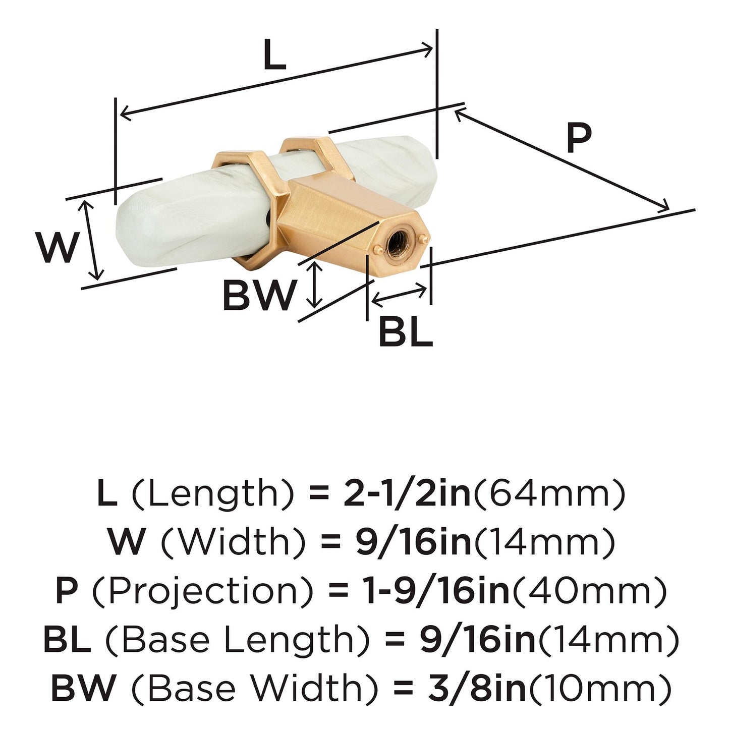 Amerock Carrione 2-1/2" Marble White/Champagne Bronze Cabinet Knob, BP36647MWCZ