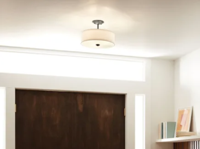Kichler Shailene 18 in. 3-Light Brushed Nickel Semi-Flush Mount Ceiling Light