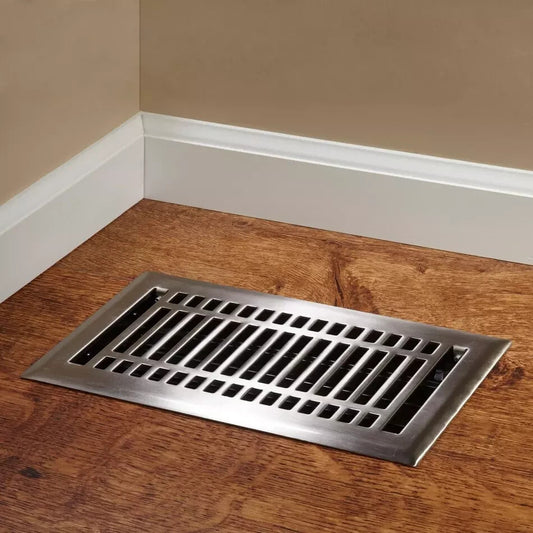Signature Hardware - Contemporary Steel Floor Register - Almond 6" X 14" - view 2