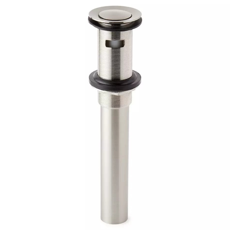Signature Hardware Extended Press Type Pop-Up Bathroom Drain - Overflow Hole-BN