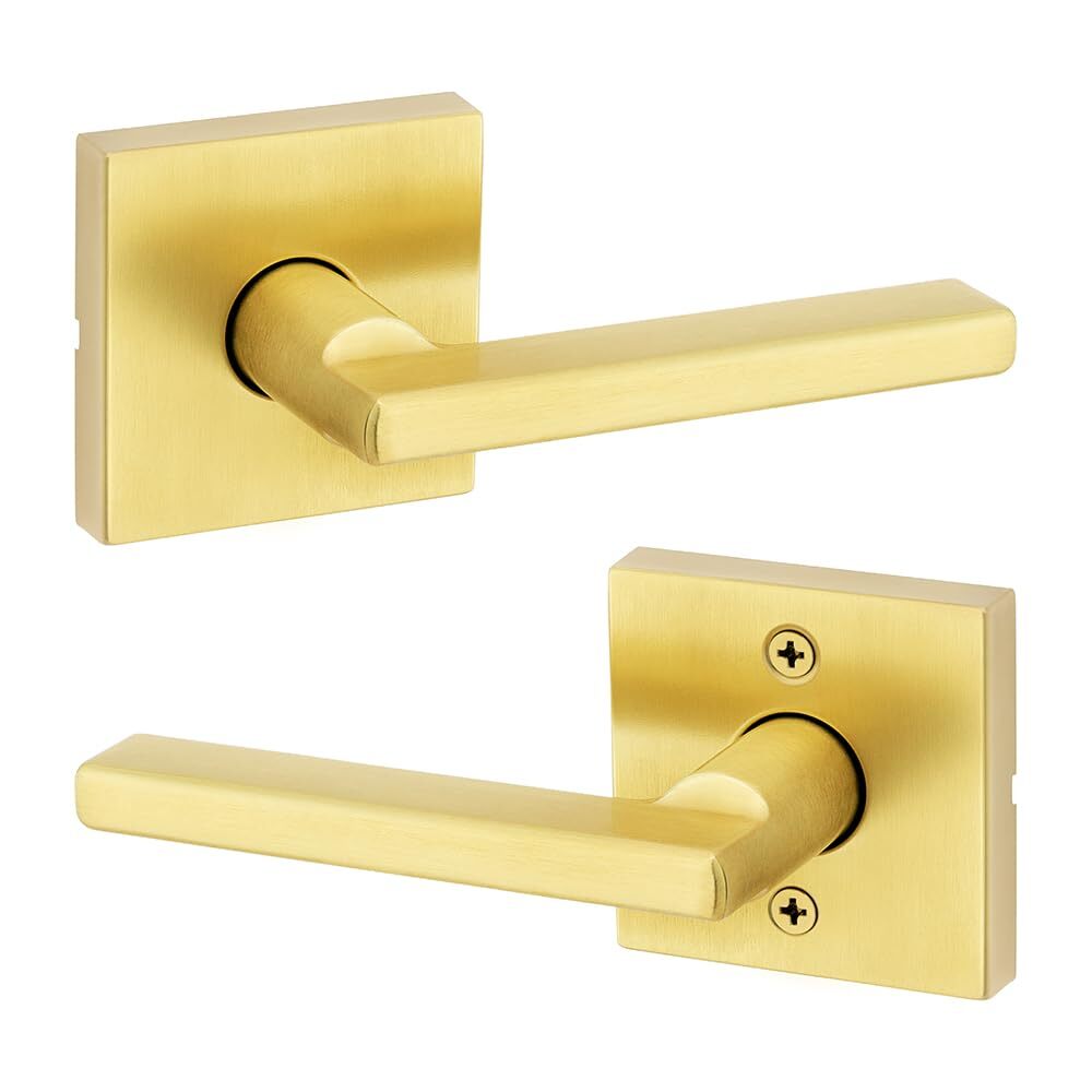 Kwikset Halifax Interior Passage Door Handle, Satin Brass 730 HFL RDT 4 6AL RCS