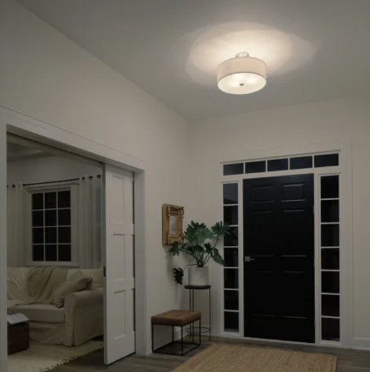 Kichler Shailene 18 in. 3-Light Brushed Nickel Semi-Flush Mount Ceiling Light