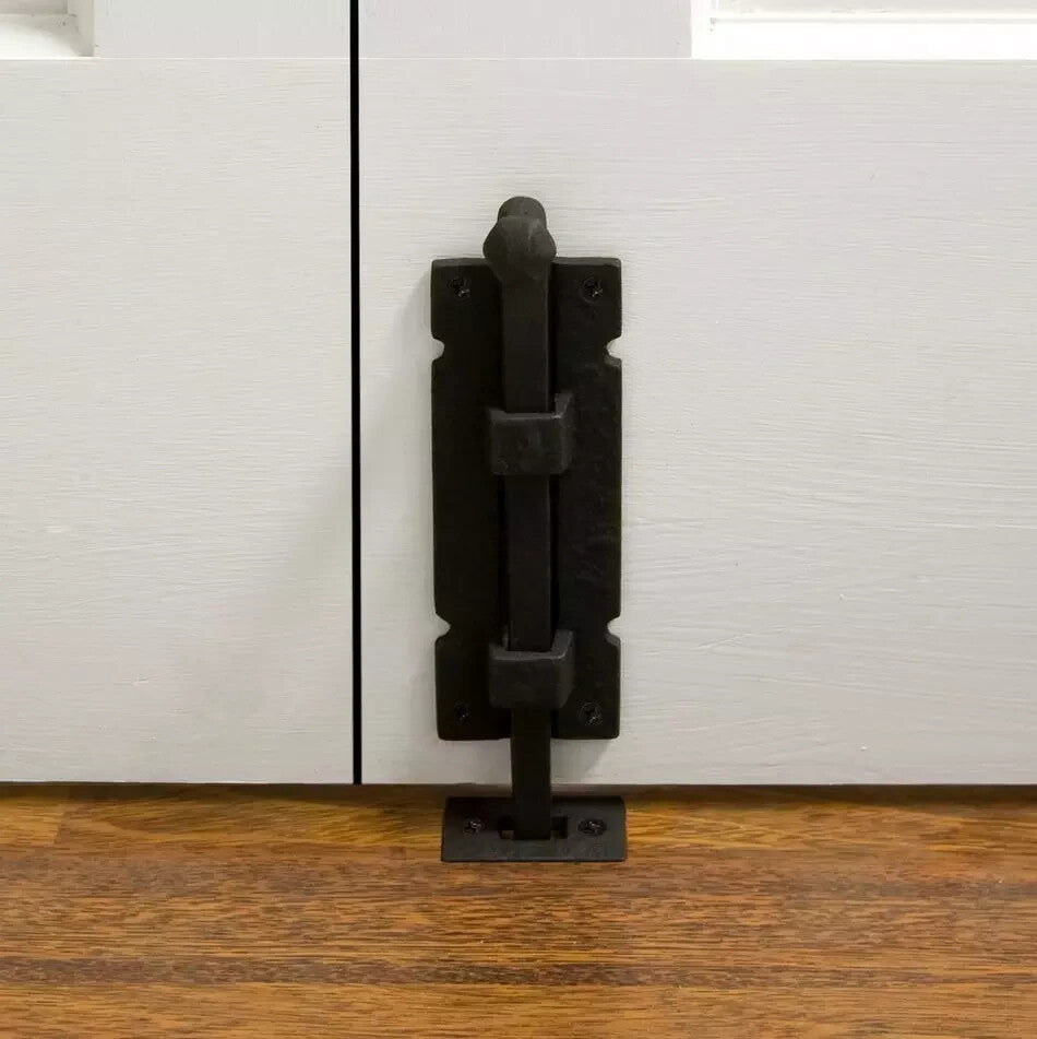 Signature Hardware-8" Vertical Mount Square Iron Surface Bolt-Black Powder Coat
