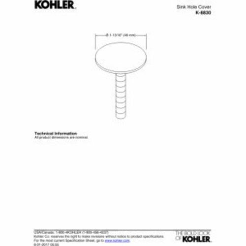 KOHLER 8830-CP Sink Hole Cover - Polished Chrome