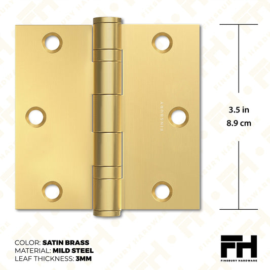 Matte Gold 3.5 x 3.5" NRP Steel Ball Bearing Hinge - Residential Door Hinge - 2 Pack - view 2