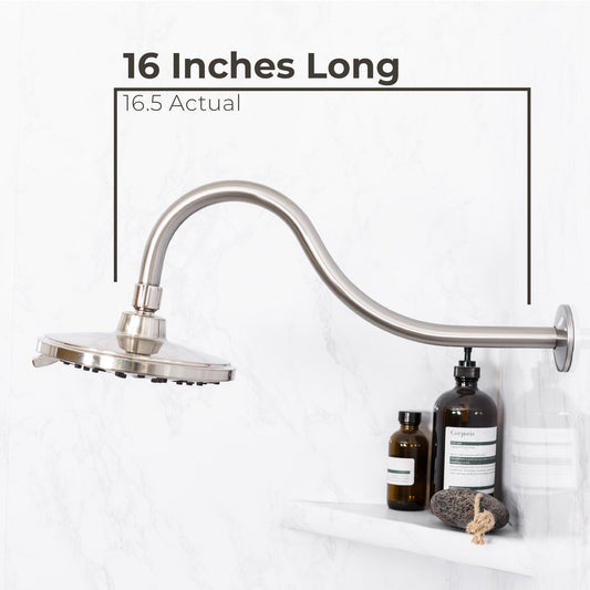 16 in. High-Arc Hook Shower Head Extension Arm (Brushed Nickel Finish) - view 2