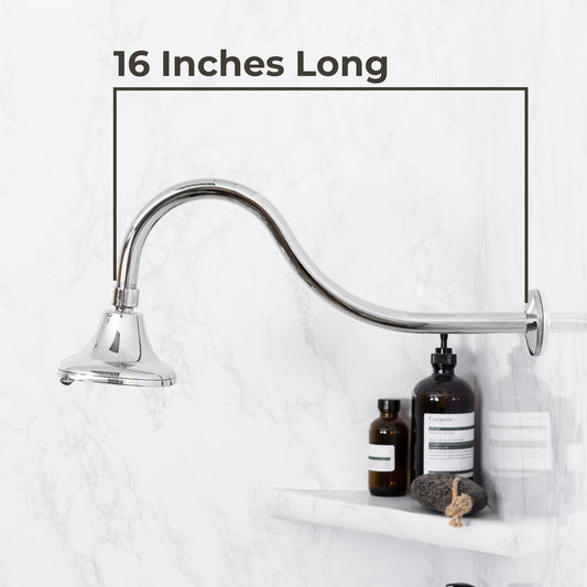 16 in. High-Arc Hook Shower Head Extension Arm (Chrome Finish) - view 2