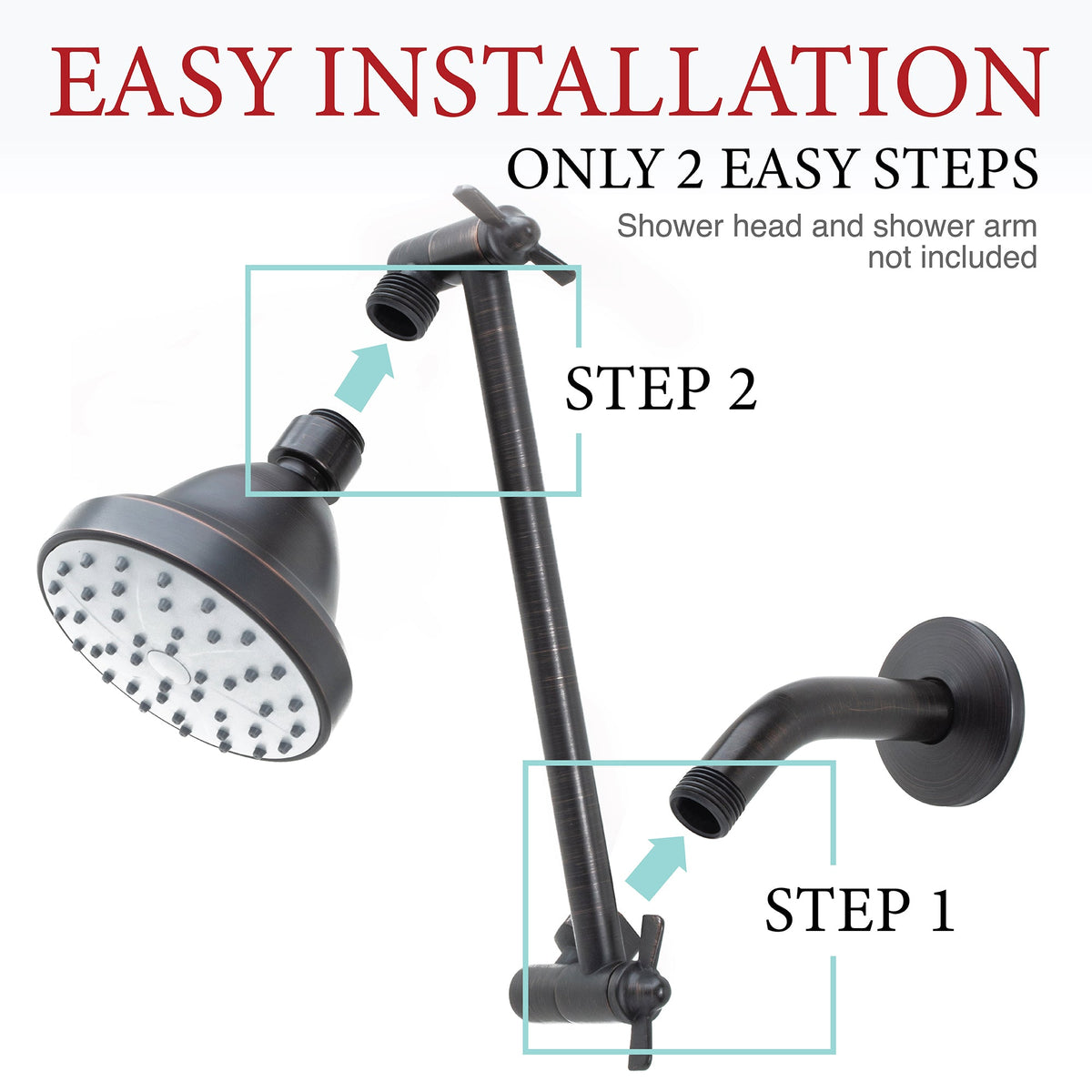 10 in. Solid Brass Shower Head Extension Arm (Oil-Rubbed Bronze Finish) - view 3