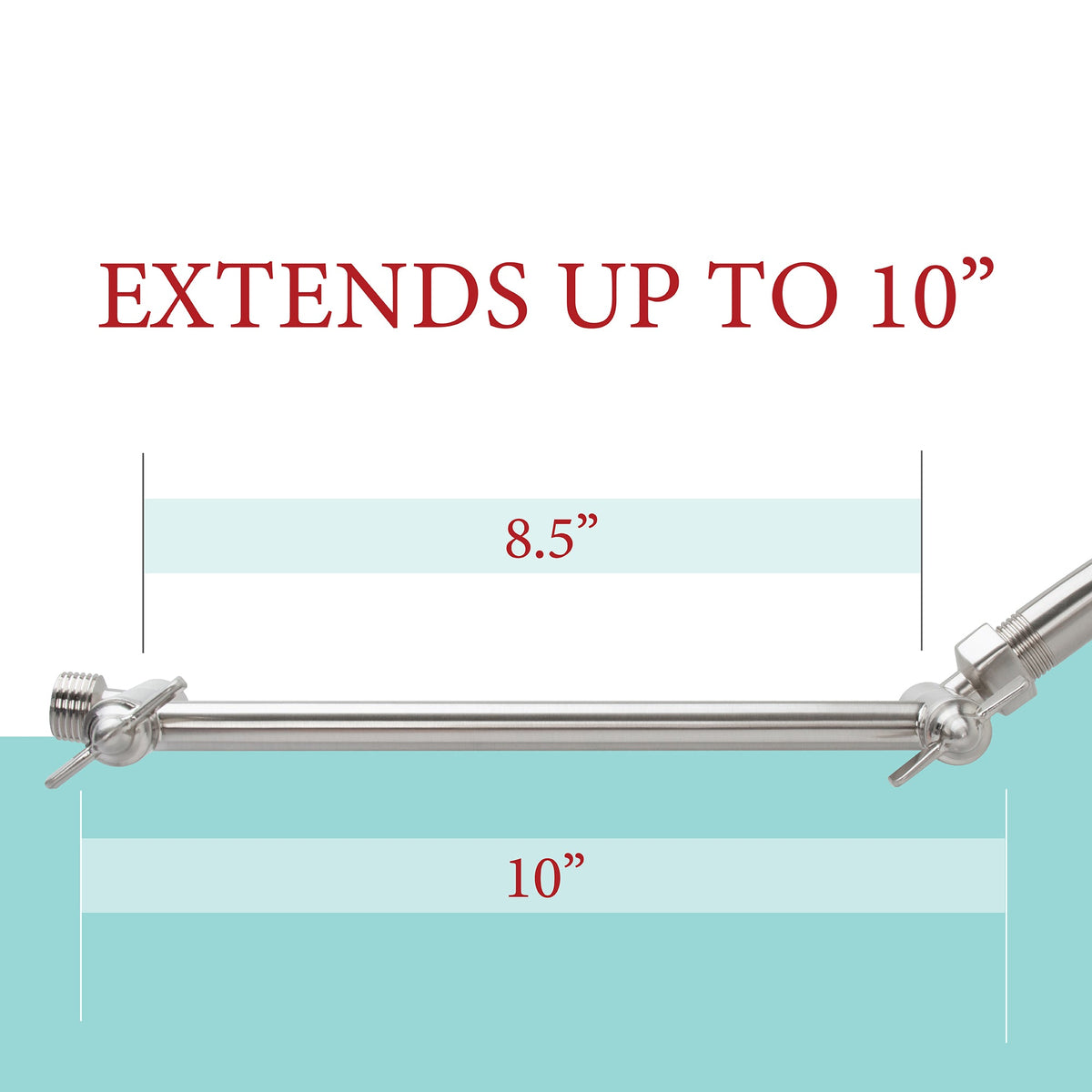 10 in. Solid Brass Shower Head Extension Arm (Stainless Steel Finish) - view 2