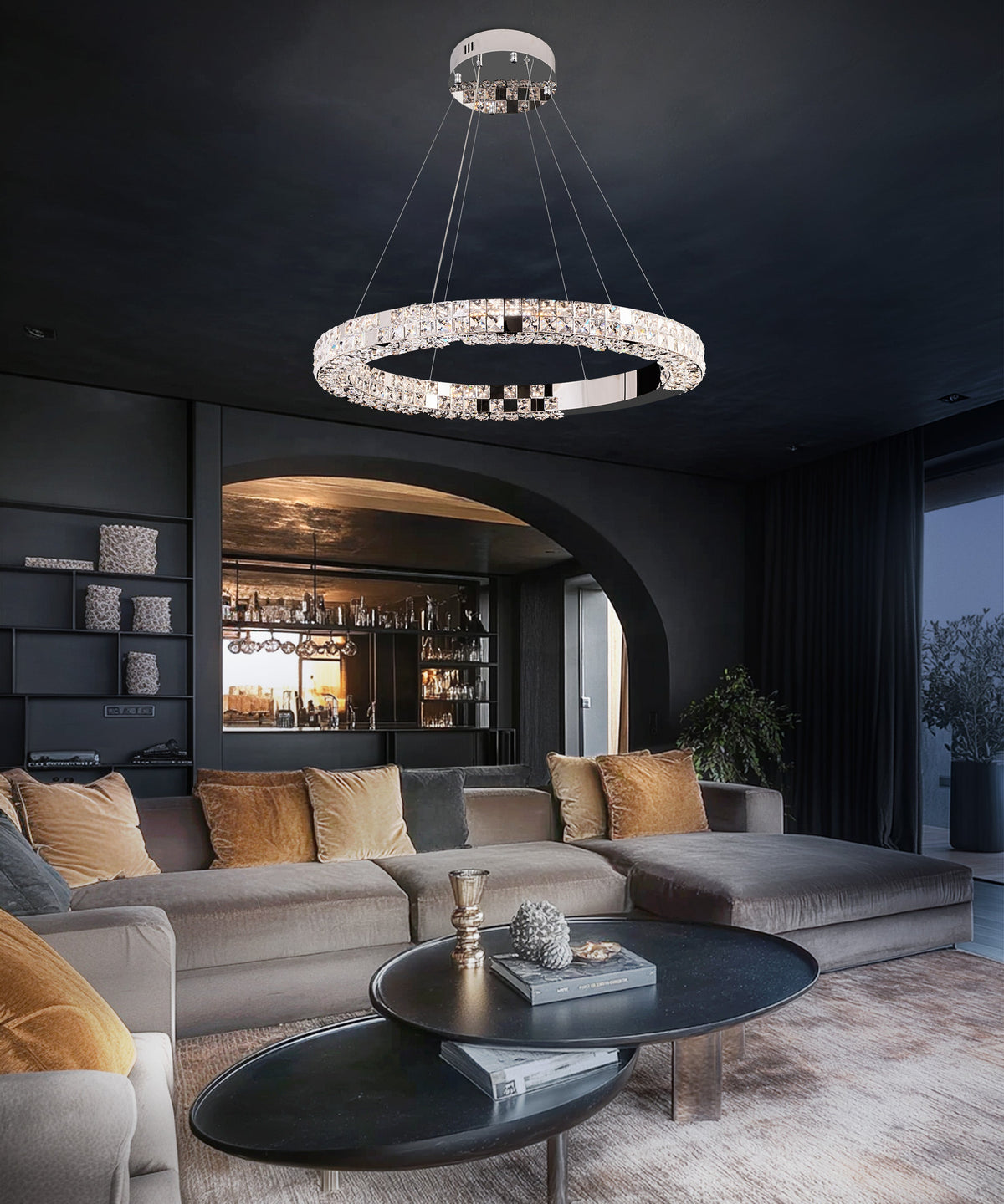 Modern Crystal LED Ring Chandelier - view 4