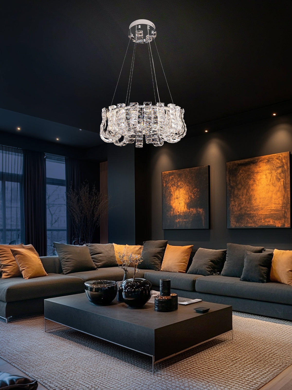 Halo LED Crystal Chrome Round Chandelier 23" - view 3