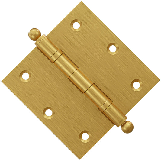 3x3 Inch Solid Brass Ball Bearing Door Hinge - Satin Brass - view 2