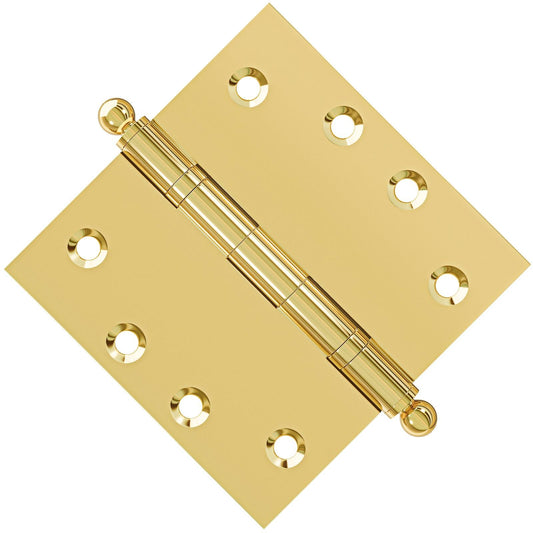 4.5 x 4.5 Inch Solid Brass Ball Bearing Door Hinge - Polished Brass - view 2