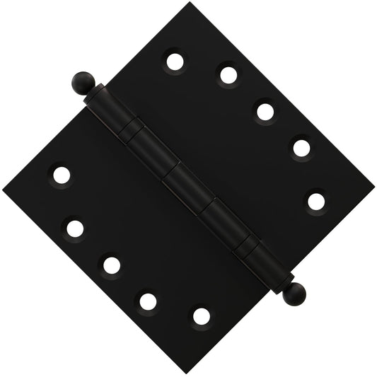 6x6 Inch Solid Brass Ball Bearing Door Hinge - Flat Black - view 2