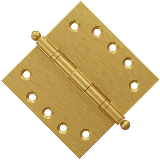 5x5 Inch Solid Brass Ball Bearing Door Hinge - Satin Brass - view 2