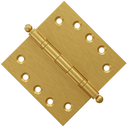 6x6 Inch Solid Brass Ball Bearing Door Hinge - Satin Brass - view 2