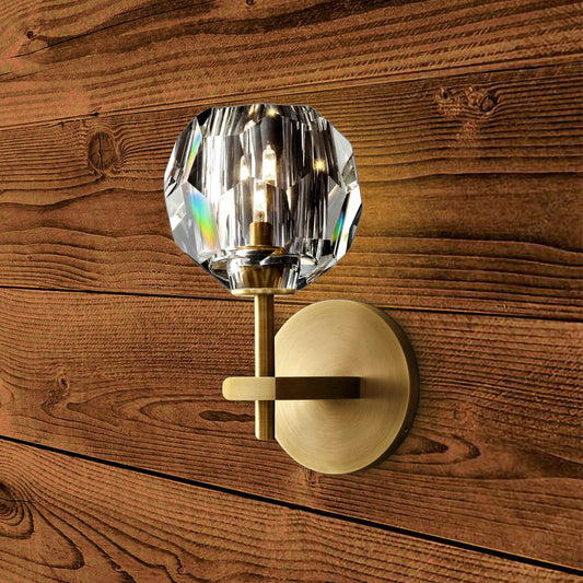Modern Brass Crystal Wall Lamp – Dimmable with Elegant Gold Finish - view 2