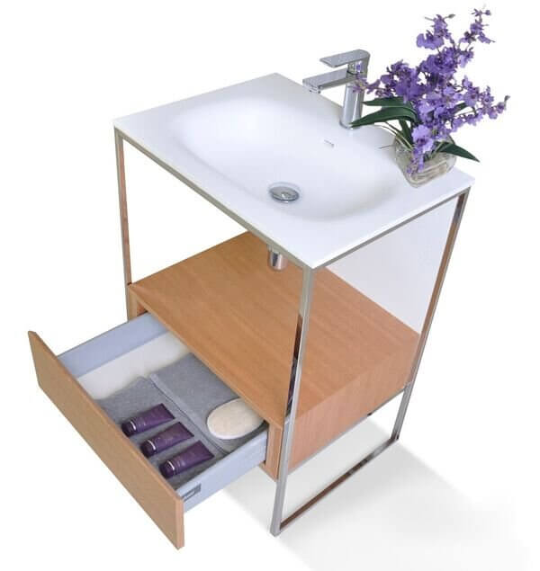 Tory Bathroom Vanity with Solid Surface Top Cabinet Set with Mirror - view 4