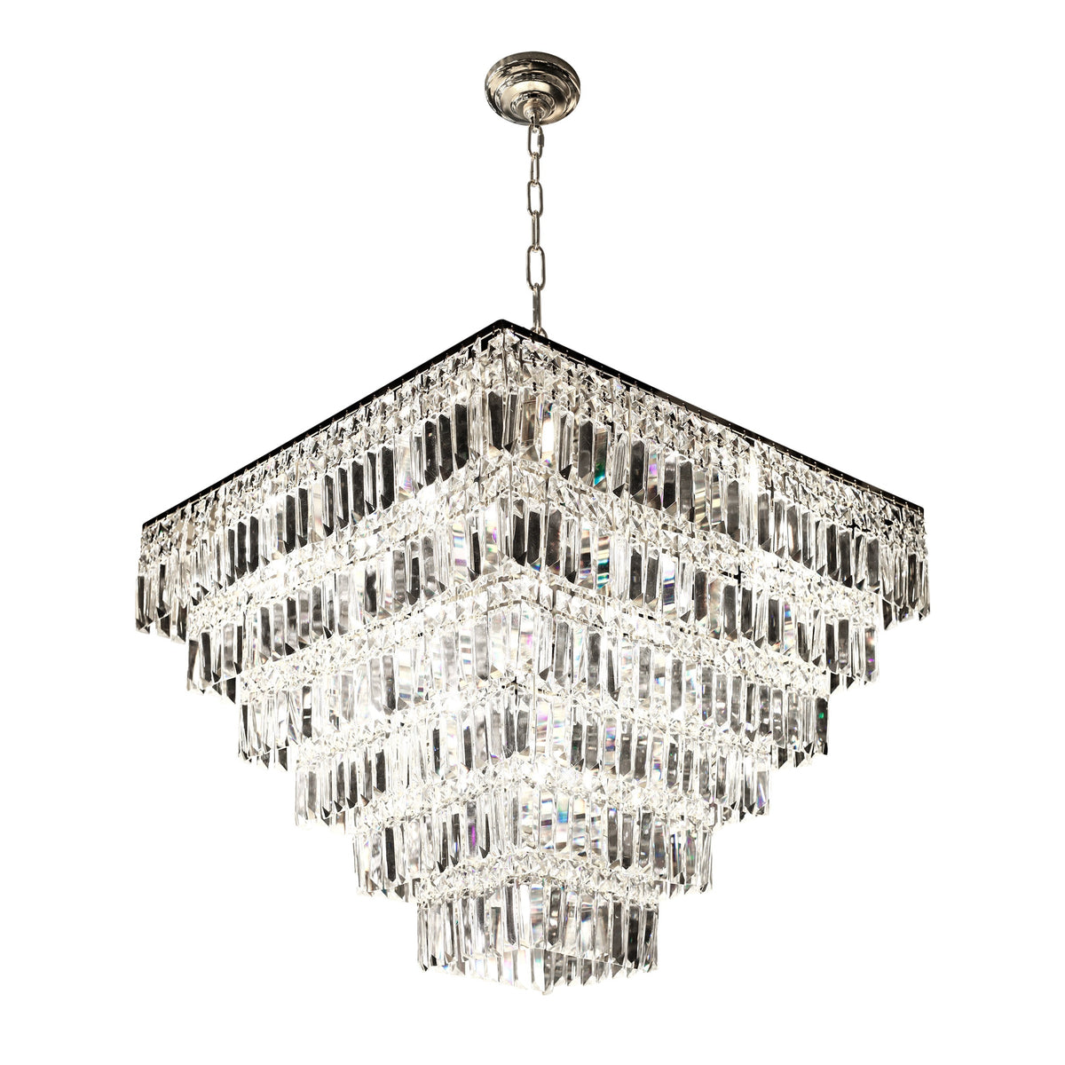 Tiered Square Crystal Chandelier Chrome 29" - view 10