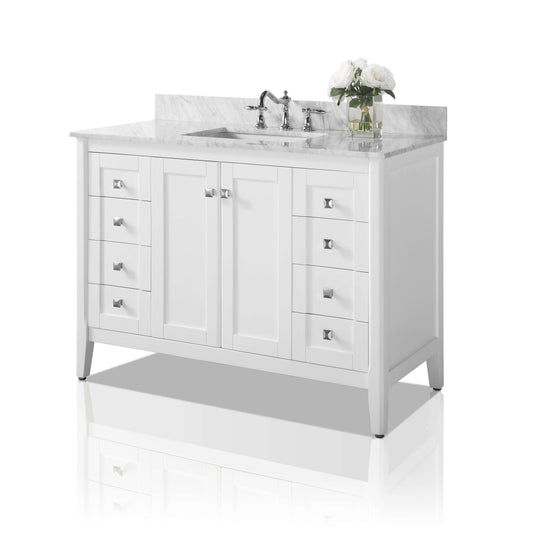 Shelton Bathroom Vanity with Sink and Carrara White Marble Top Cabinet Set - view 2