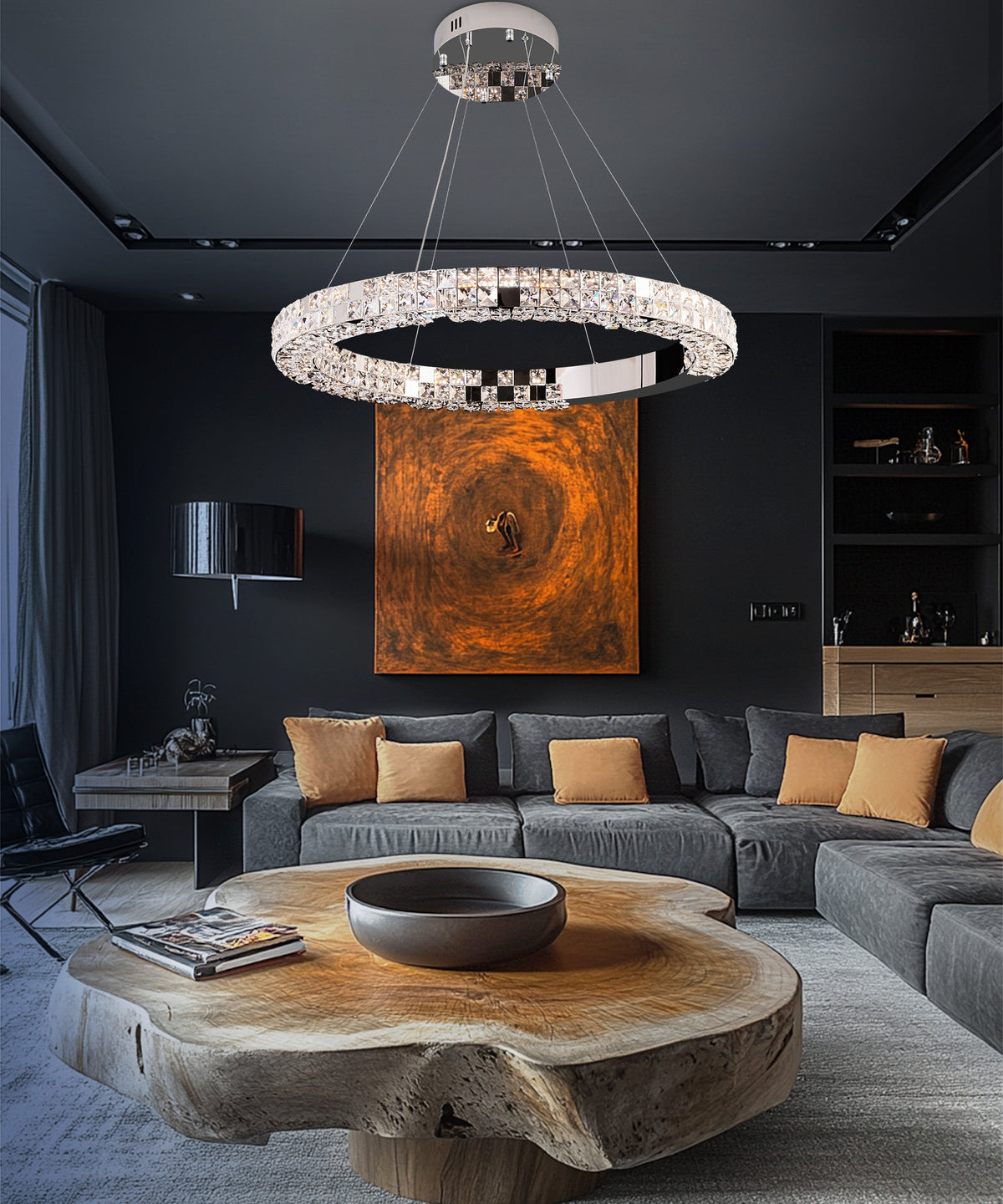 Modern Crystal LED Ring Chandelier - view 3