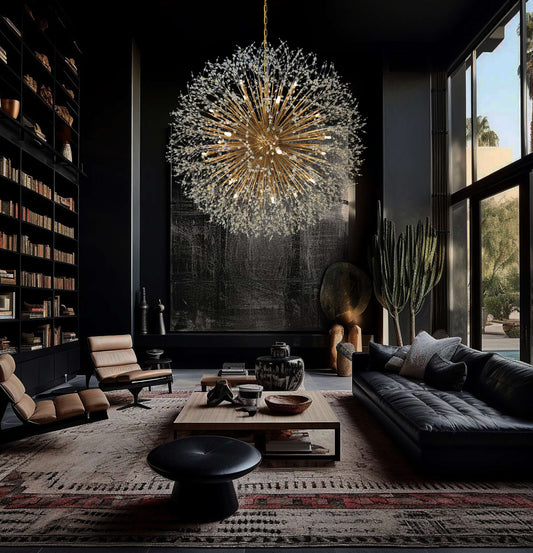 Luxe Starburst Gold Crystal Chandelier 47" - view 2