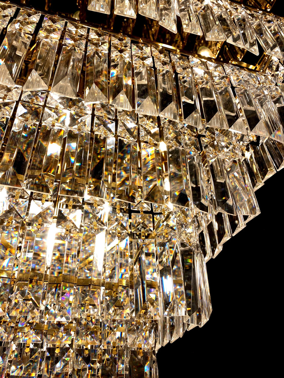 Tiered Square Crystal Chandelier Gold 29" - view 9