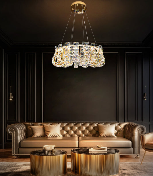 Halo LED Crystal Gold Round Chandelier 23" - view 2