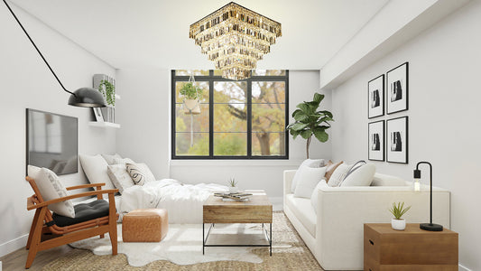 Tiered Square Crystal Chandelier Gold 29" - view 2